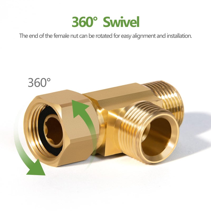 Litorange Brass Angle Stop Add-A-Tee Valve - 3/8" Compression Inlet by 3/8" & 1/4" OD Compression Outlets - Image 5